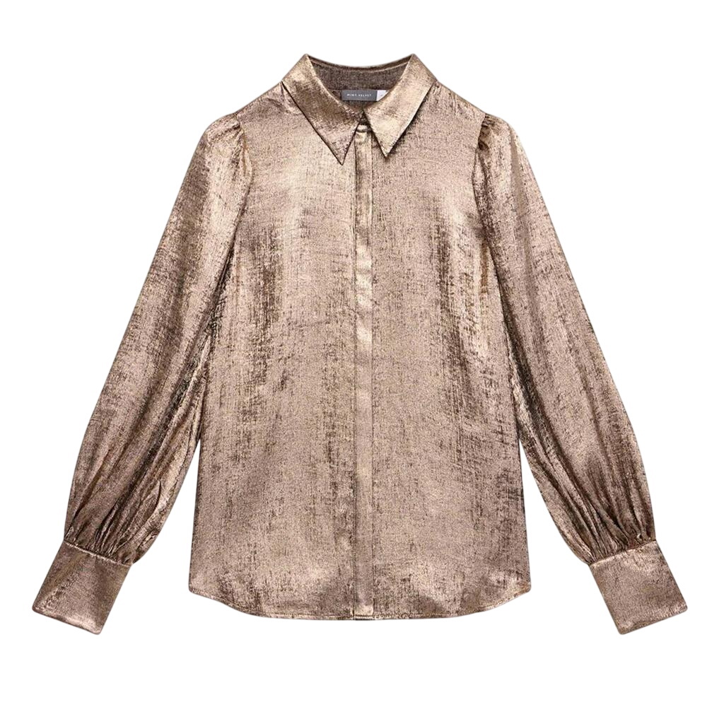 Mint Velvet Gold Metallic Long Sleeve Shirt